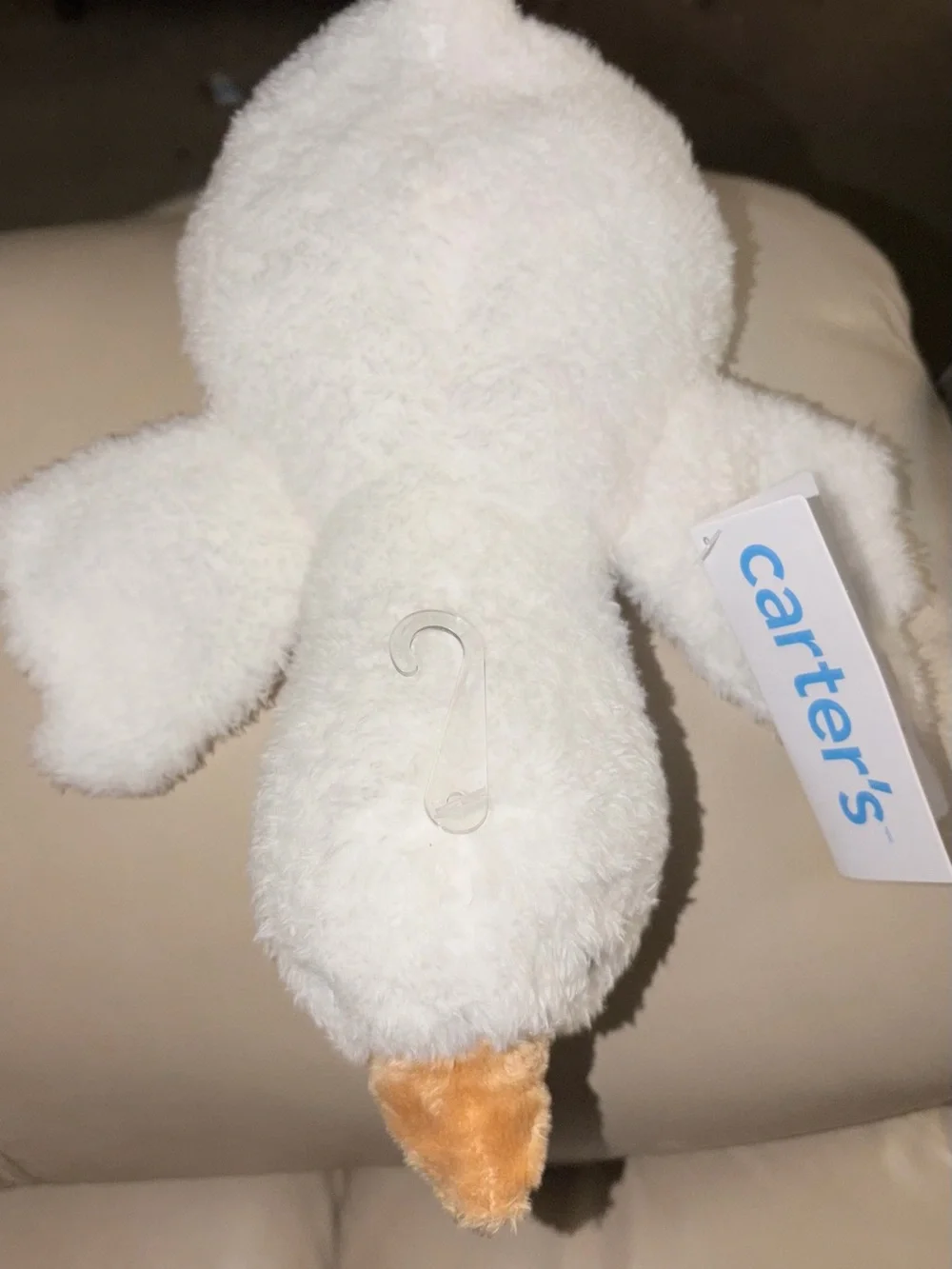Carter's Plush Duck Clip-On Rattle - White and Orange